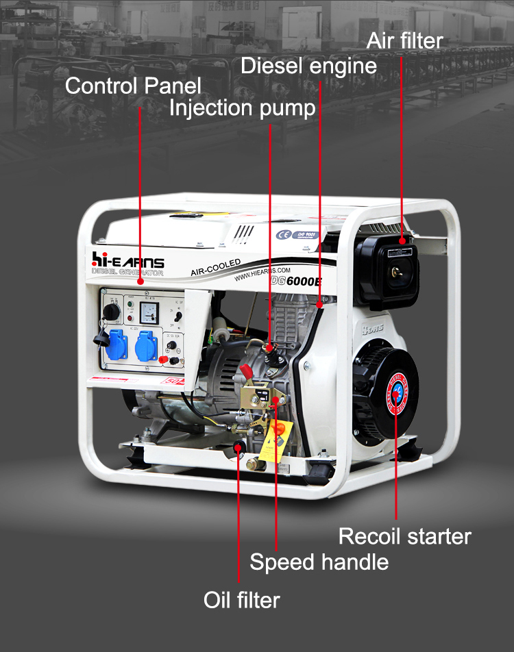 186FA air cooled 5kva diesel generator