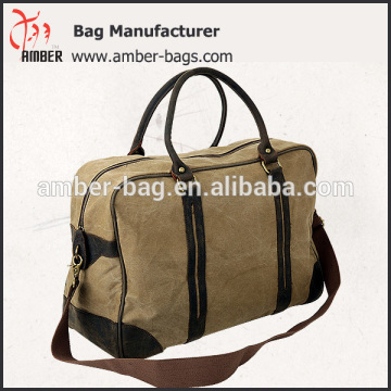 China Supplier Retro Canvas Messenger Bag, Retro Weekender Bag with Leather Accessaries