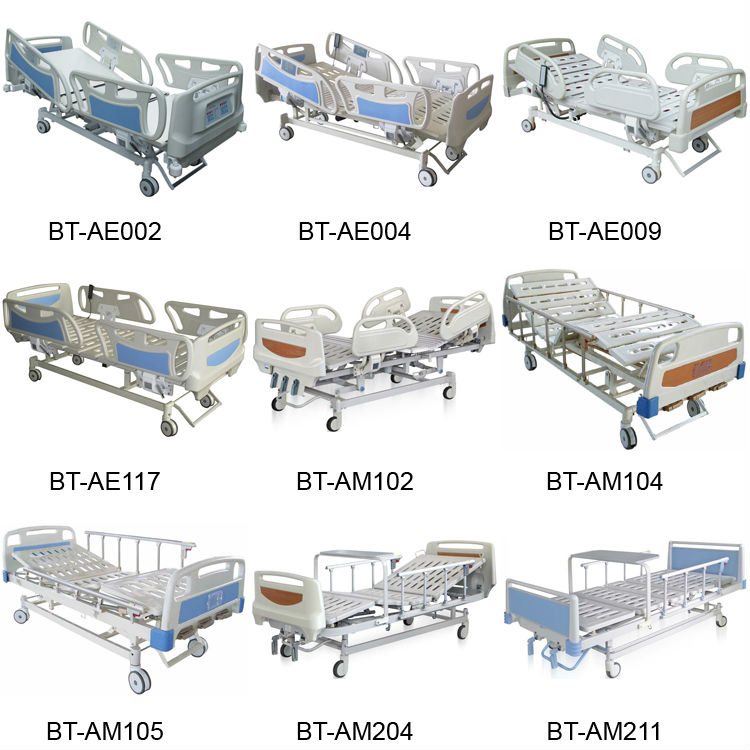 BT-AE011 5 function electric adjustable hospital bed medical intensive care ICU patient bed with ABS PP plastic rails price