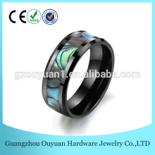 Ceramic black ring with shell inlay/ladies ceramic rings