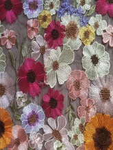 multi-color mesh embroidery fabirc