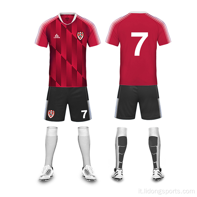 Ultimo set di uniforme da calcio a strisce personalizzata economica