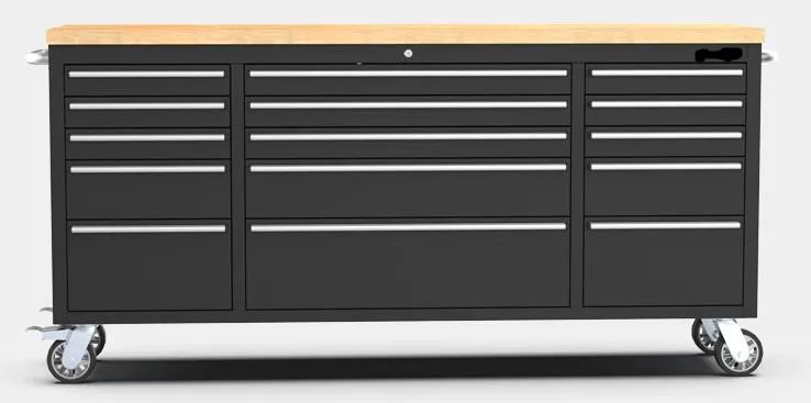 Junmao Us General Metal Workbench 72 Inch 15-Drawer Tool Cabinet with Wheel-Red