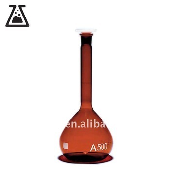 Volumetric Flask graduated on mark Amber glassware