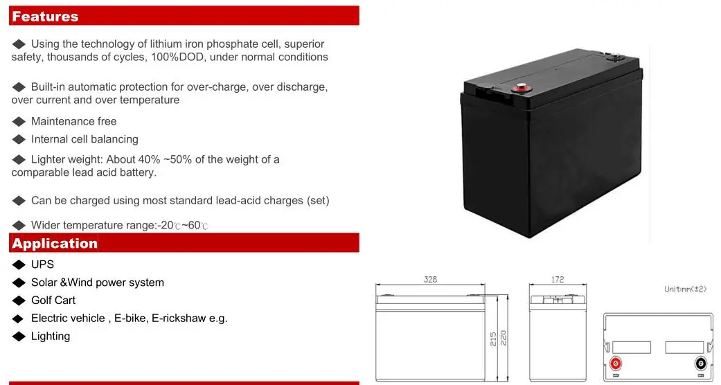 12V 100ah LiFePO4 Battery Lithium Iron Phosphate Battery Pack Solar Lighting Battery UPS Ess High Power Rechargeable LFP Energy Storage Battery