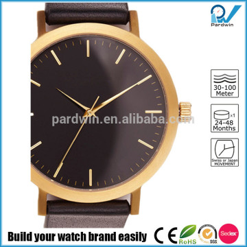 Casual lifestyle timepieces brushed gold steel case japan original movement genuine leather new york designed watches