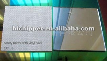 Safety backed mirror with CAT I or CAT II