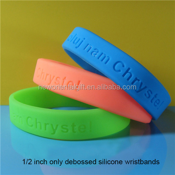 Custom Embossed silicone wristbands , Embossed silicone bracelets