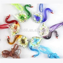 Handmade Swan Pendant 3D Flower Lampwork Glass Pendant For Necklace Diy