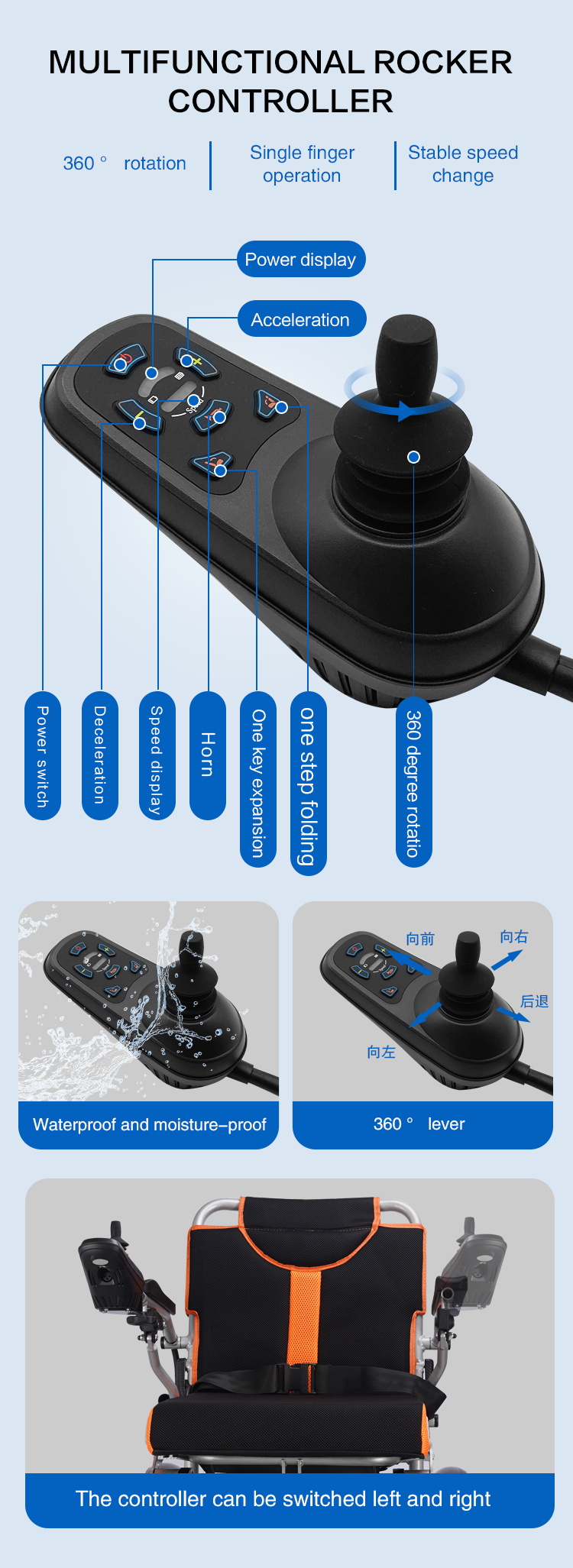 China Remote Control Automatic Carbon Handicapped Foldable Lightweight Cheap Electric Power Wheelchair