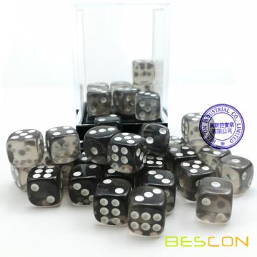 Bescon 12мм 6 кубиков 36 в кирпичный короб, 12мм шести гранник (36) блок кости, прозрачный светло-зеленый с белым пипсов