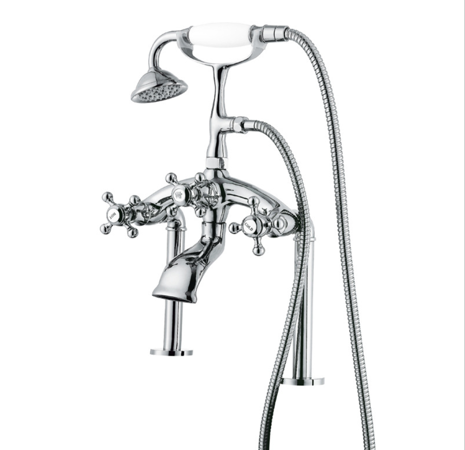 유럽 손 샤워를 가진 호화스러운 측벽 산 금관 악기 황금 욕조 꼭지