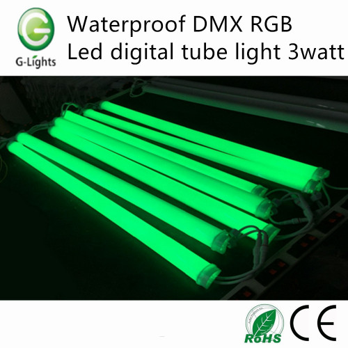 Waterproof DMX RGB membawa cahaya tiub digital 3watt