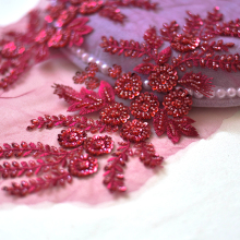 High-End Sequined Embroidery Lace Appliques for Women's Party Dresses