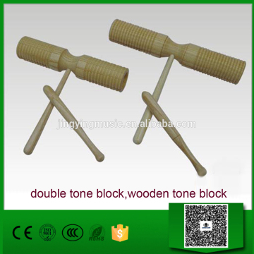 Music instrument children favourite double tone block,wooden tone block