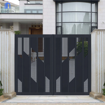 Modern Aluminum Double Swing Gates with Zonron Gates Automatic System - Powder Coated Design for House Entrances