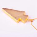 Raw Natural Gem Stone Gilding Arrowhead Pendant Necklace Rose Quartz Amethyst