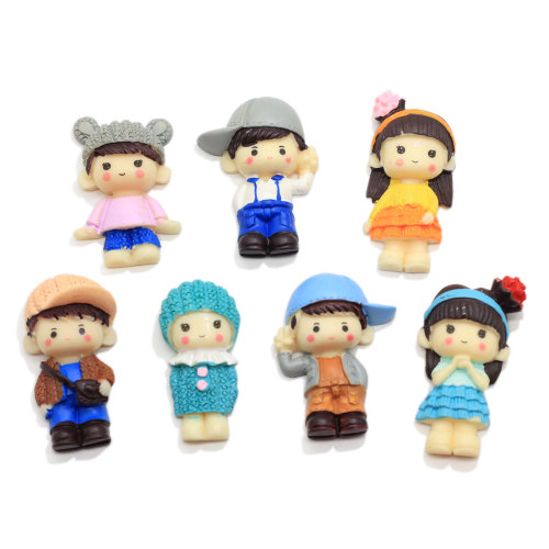 Assorted of Kawaii Cartoon Boy Girl Resin Cabchon Flat Back Figure Ornament For Key Chain Making Children Girls Jewelry Accessor