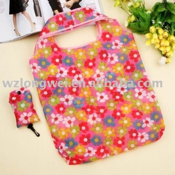 Flower polyester folding eco shopping bags