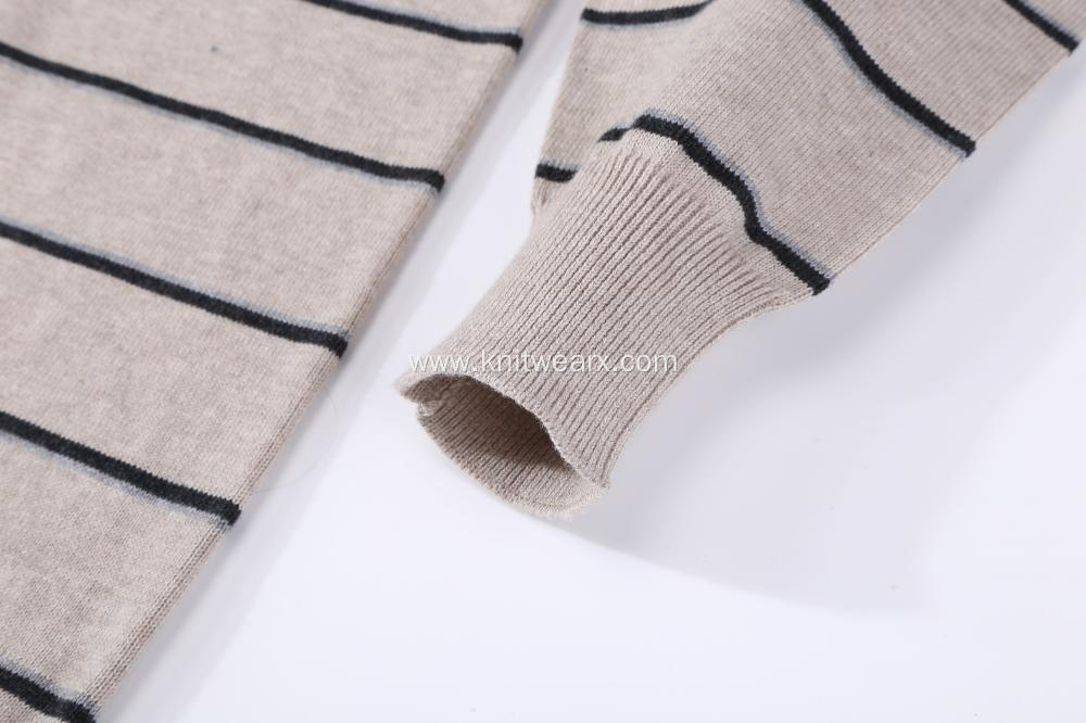 Men's Knitted Stripe Basic Crew-Neck Pullover