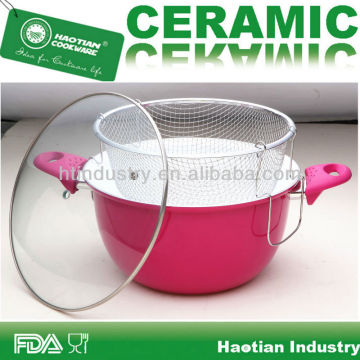 Aluminum ceramic coating deep turkey frying pots,chips frying pot