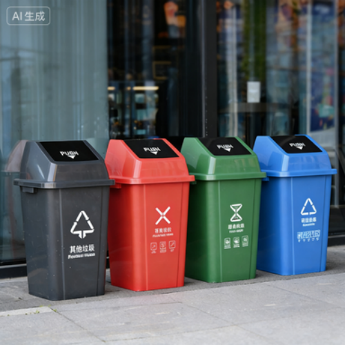 Four Color Sorting Trash Can for Office Use with Logo Printing