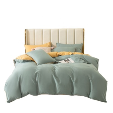 Solid Plain Natural Cotton Bed Sheet Linens 4PCS Per Set