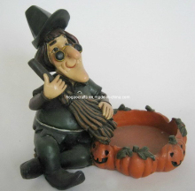 Halloween Polyresin Sorcerer and Pumpkin Ashtray (HG479)