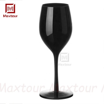 Custom 8oz Black Crystal Clear Goblet Champagne Flute - Wine Tasting Glasses