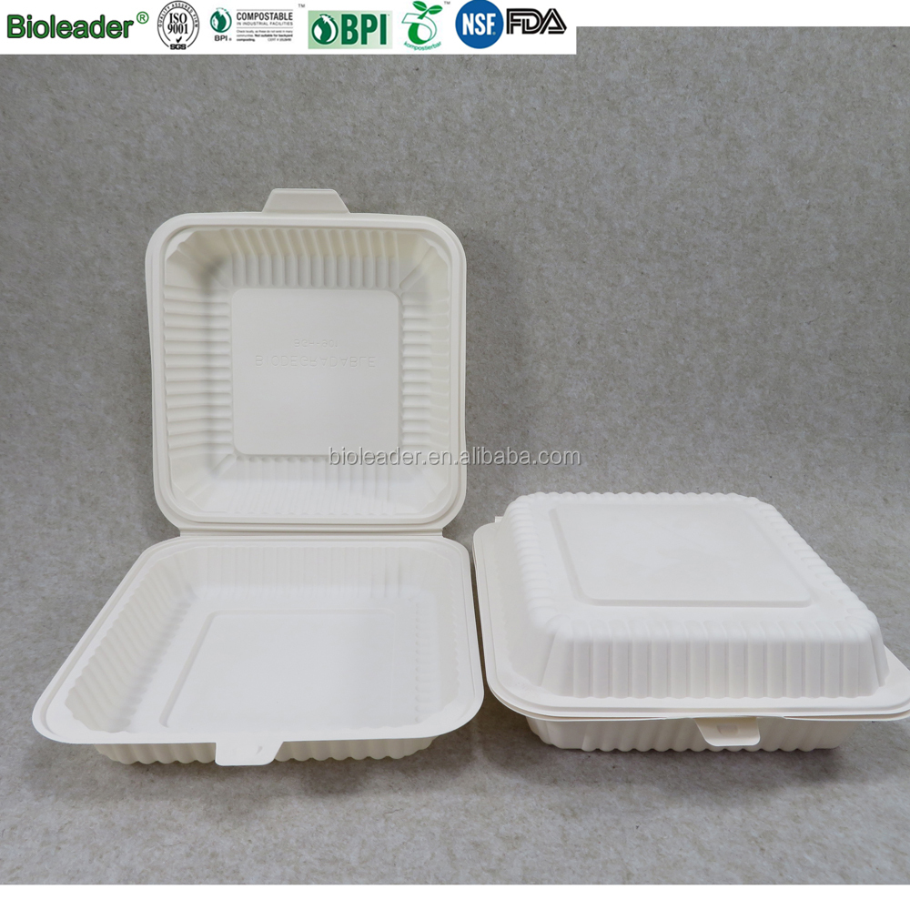 Factory Wholesale Eco-friendly Compostable Disposable Cornstarch Container Takeaway Food Box