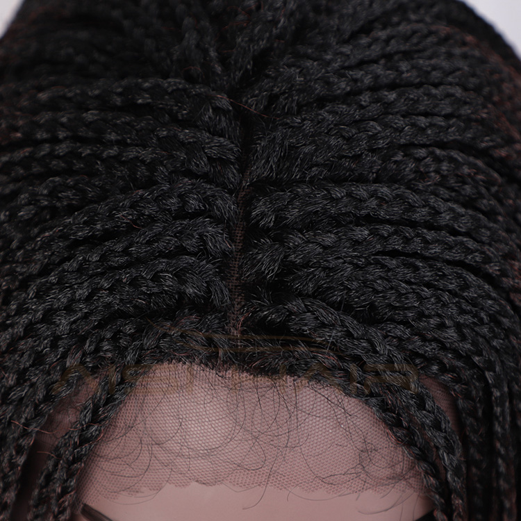 Aisi Hair Vendor Wholesale Ombre Red Afro Twist Box Braided Lace Frontal Wigs Synthetic Hair For Black Women Lace Front Wig