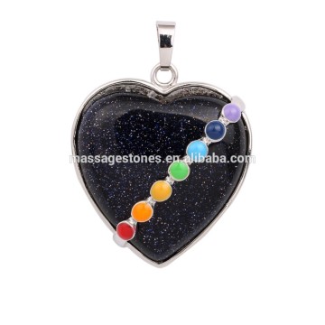 blue sand stone chakra heart stone pendants