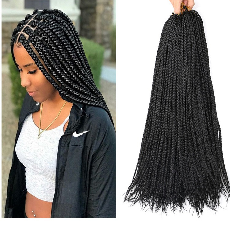 Protective Style Thick 3X Box Braids Pre Loop Crochet Braiding Hair Extension 14inch 18inch 22inch Medium braids