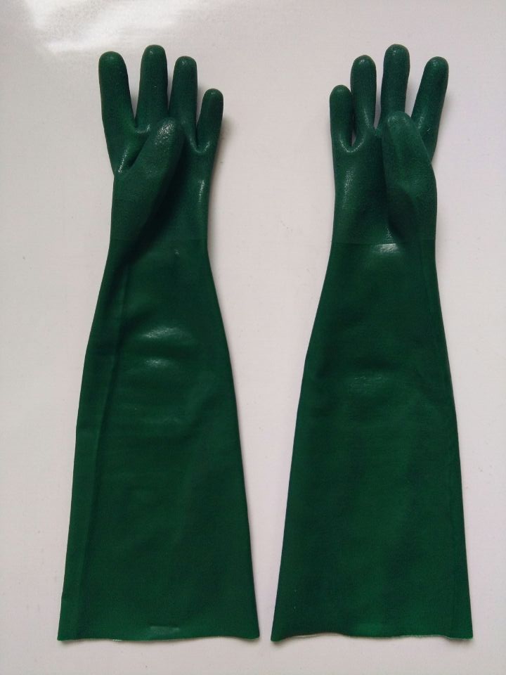 Guantes químicos de PVC verde 65cm