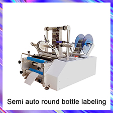 Desktop Semi automatic round bottle labeling machine for Jars Cans Paper Tube Wine Glass Cup PET product Sticker labeling