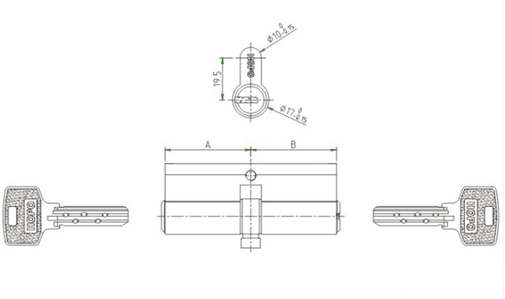 Brass lock with various key from HOPO, door cylinder lock, high quality door cylinder lock