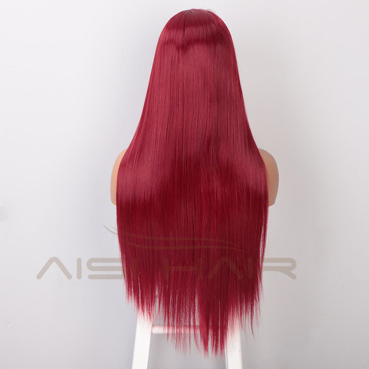 Aisi Hair New Design Long Silky Straight Red Color Wig Heat Swiss Lace Front Wig Middle Part Lace Frontal Wigs For Women