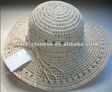 Folding crochet hat sun hat