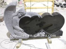 granite double heart monument angel headstones