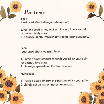 Semilla de girasol natural OEM Aceite esencial Cuidado de la piel y cocción Aceites de flores solar
