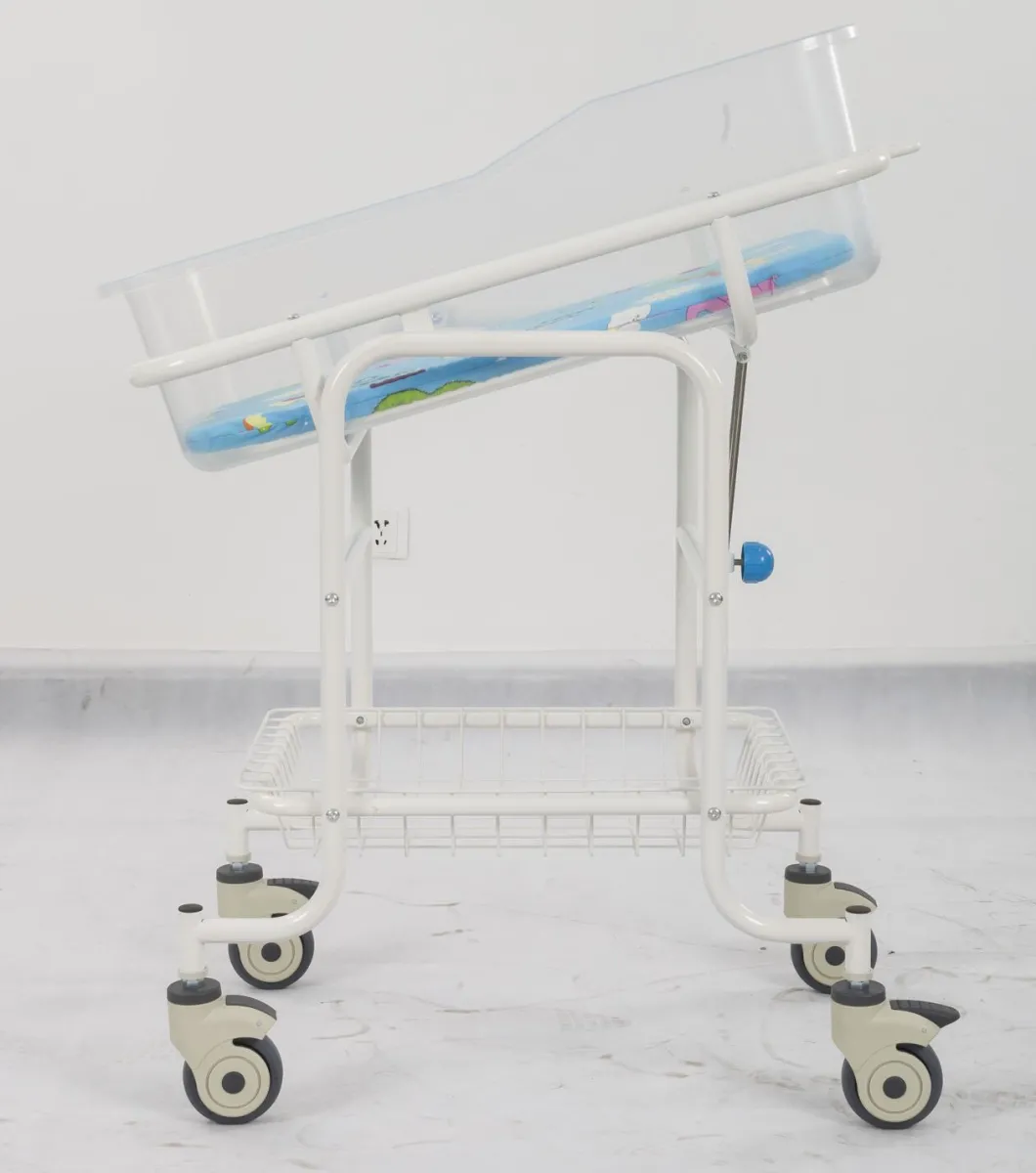 Movable Adjustable ABS Plactis Stainless Steel Baby Crib for Hospital