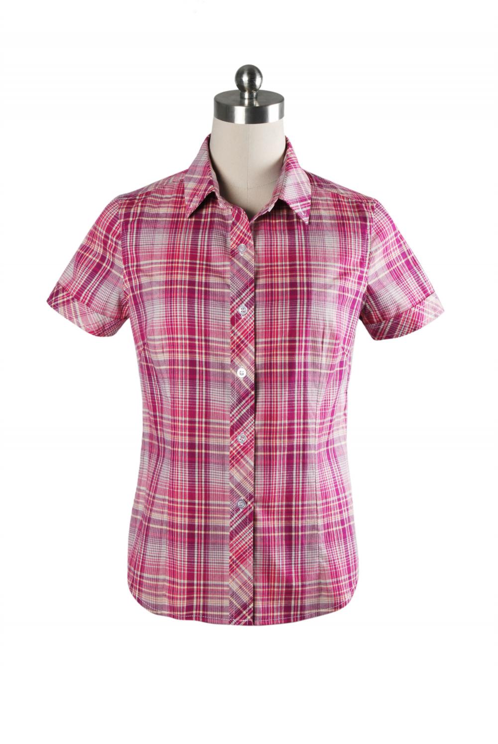 High quality cheap 100 cotton plaid T-shirt