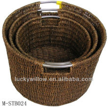High quality Cylindrical straw storage basket & sea grass basket (factory)