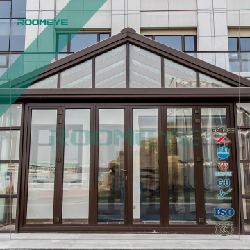 Aluminium wood composite large glass folding sliding door