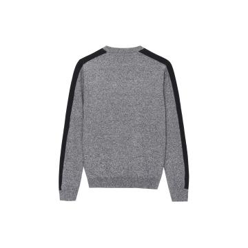 Pull à col rond en jacquard tricoté à manches contrastées pour hommes