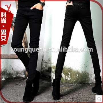 NZ10 Pure black jeans pants Korean men Slim jeans pants feet pencil pants