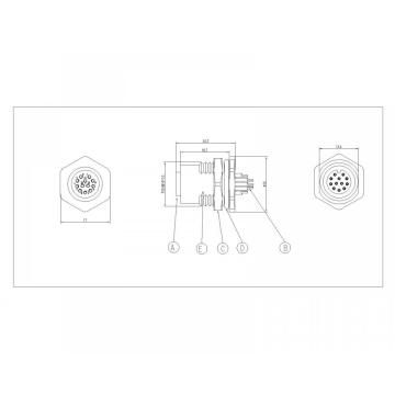 M12 9 ~ 17p Wodoodporne przewody z przodu