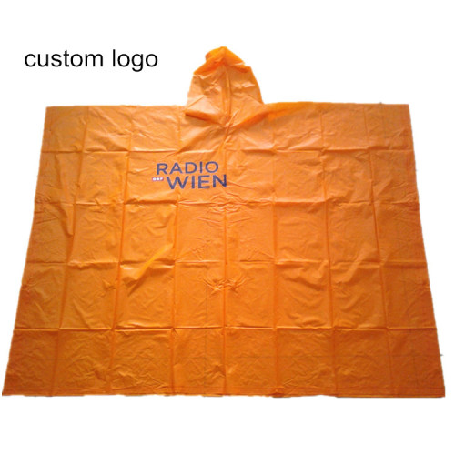 Reusable Dicetak logo PVC Rain Poncho