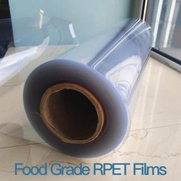 Transparent thermoformed RPET film roll