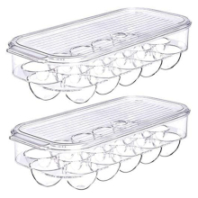 Clear Plastic Egg Container Organizer for Refrigerator: Holds 16 Eggs